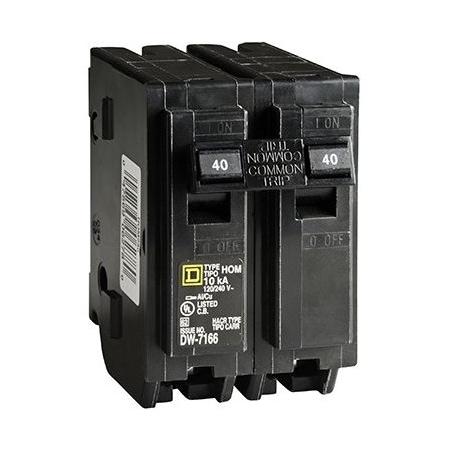 Square D Circuit Breaker, HOM Series, 40A, 2 Pole, 120/240V AC, 10kA HOM240CP